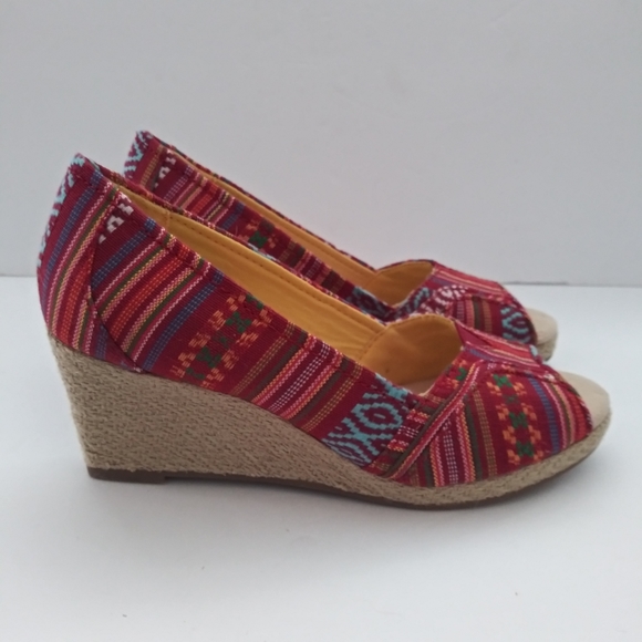 Somoma Aztec print peep toe wedges - Picture 7 of 15